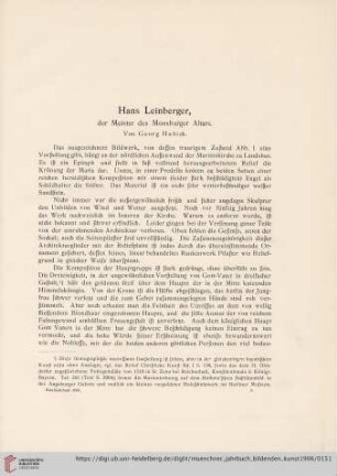 1: Hans Leinberger, der Meister des Moosburger Altars