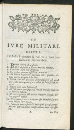 Caput I. De bello in genere & nonnullis eius speciebus ac divisionibus.