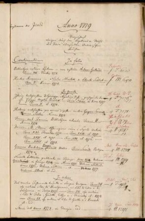 Verzeichniß einiger durch den Legations[rath] v. Mühl aus Wien übersandten italienischen Bücher.