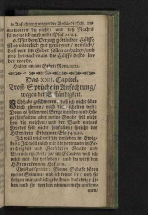 Das XXII. Capitel. Trost-Sprüche in Anfechtung/ wegen der Beständigkeit.