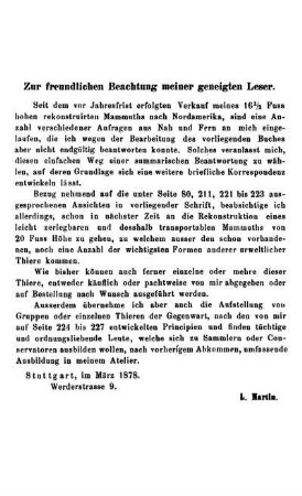 Zur freundlichen Beachtung meiner geneigten Leser.