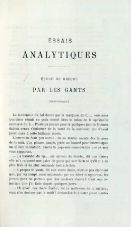 Étude de moeurs par les gants