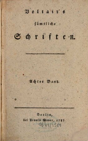 Voltair's sämmtliche Schriften, 8