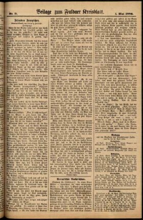 Zweite Ausgabe vom Samstag, den 01. Mai 1886.