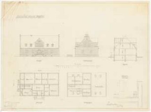 Propstei: Ansicht, Seitenansicht, Schnitt, Grundriss Erdgeschoss, Obergeschoss 1:150 Lageplan 1:1000
