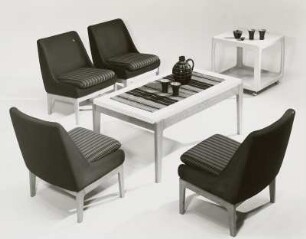 Couchtisch : Wohnzimmermöbel (1973). Couchtisch mit vier Sesseln und Beistellwagen