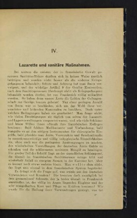 35, IV. Lazarette und sanitäre Maßnahmen