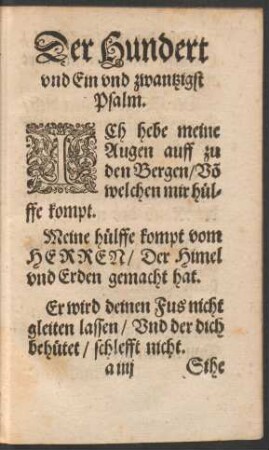 Der Hundert und Ein und zwantzigst Psalm.