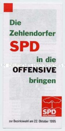 Wahlwerbung der SPD Berlin-Zehlendorf zur Kommunalwahl 1995 mit der Vorstellung der Spitzenkandidatin