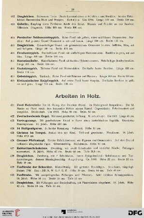Arbeiten in Holz (Nr. 421-435)