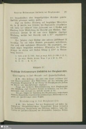 Abschnitt VI. Rechtliche Bestimmungen hinsichtlich des Bergbaurechts