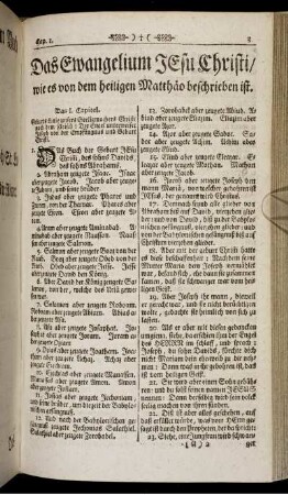 Das Evangelium Jesu Christi/ wie es von dem heiligen Matthäo beschrieben ist.