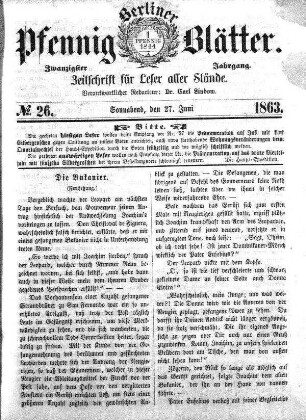 No. 26, Sonnabend, den 27. Juni 1863