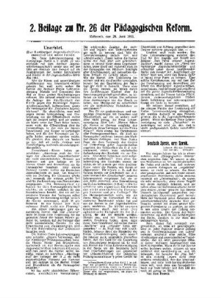 Unerhört : 2. Beilage zu Nr. 26 der Pädagogischen Reform