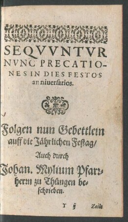 Sequuntur Nunc Precationes In Dies Festos anniversarios.