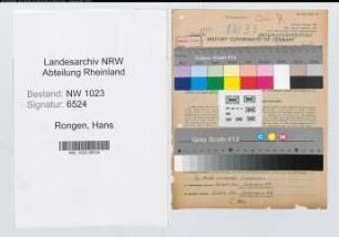 Entnazifizierung Hans Rongen , geb. 19.06.1896 (Lehrer)