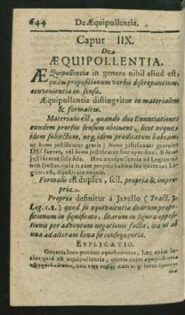 Caput IIX. De Aequipollentia.