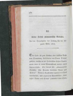 III. Ueber Hebels allemannische Gedichte.