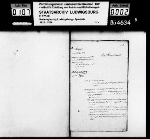 Heimatrechtsverhältnisse der Wilhelmine Scheidle in Stuttgart, geb. 1788 auf der Domäne Solitude, Gde. Gerlingen, Oberamt Leonberg