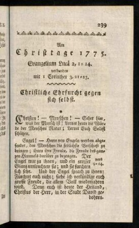 239-254, Am Christtage 1775