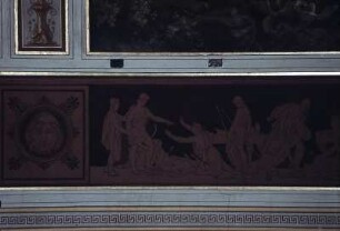 Odysseus tötet die Freier und verschont den Sänger Phemios durch die Fürsprache Telemachs