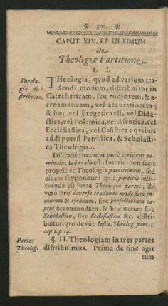 Caput XIV. Et Ultimum. De Theologiae Partitione.