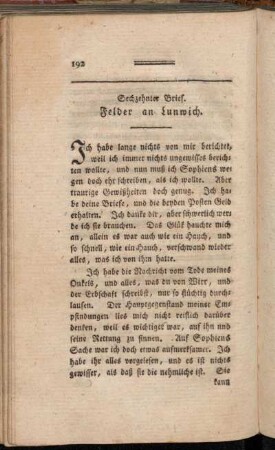 Sechzehnter Brief - Achtzehnter Brief