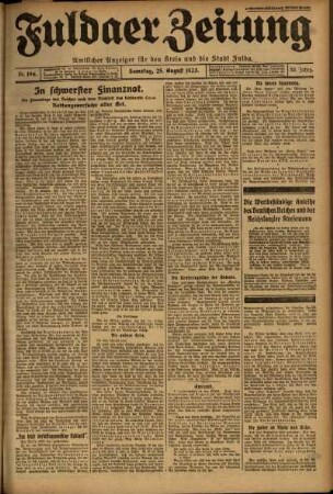Ausgabe vom Samstag, den 25. August 1923.