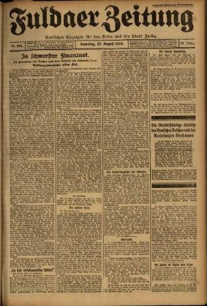 Ausgabe vom Samstag, den 25. August 1923.