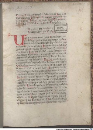 Oratio de animarum immortalitate : 1473.12.05