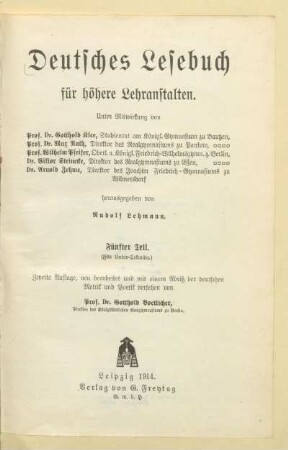 Teil 5 = (Für Unter-Sekunda), [Schülerband]: [Teil 5 = (Für Unter-Sekunda), [Schülerband]]