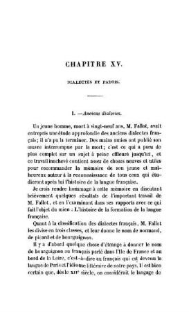 Chapitre XV. Dialectes Et Patois.