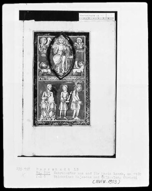 Laacher Sakramentar — Majestas und Geißelung, Folio 8recto