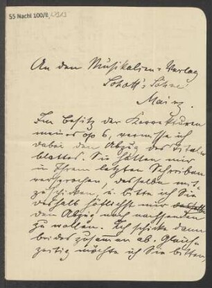 Brief an B. Schott's Söhne : 29.09.1907