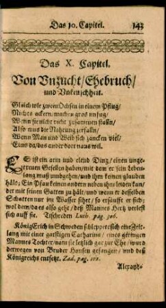 Das X. Capitel. Von Unzucht/ Ehebruch/ und Unkeuschheit.