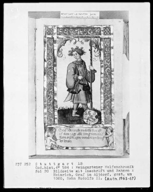 Welfenchronik — Graf Heinrich 2. von Altdorf gestorben 1000, Folio 20recto