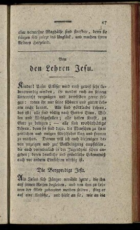 Von den Lehren Jesu.
