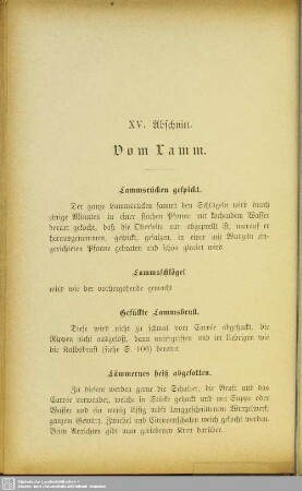 XV. Abschnitt. Vom Lamm