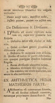 Ex arithmetica prima matheseos parte.