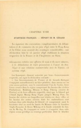 Chapitre XVIII. Avantages francais. - ...