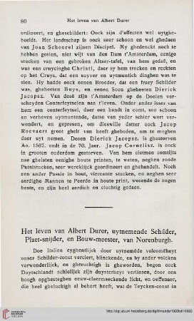 Het leven van Albert Durer, uytnemende Schilder, Plaet-snijder, en Bouw-meester, van Norenburgh