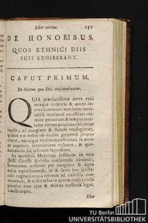Caput Primum. De Statuis quae Diis consecrabantur.