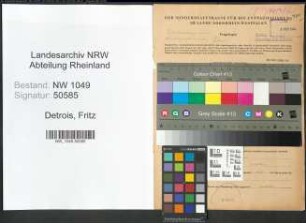 Entnazifizierung Fritz Detrois , geb. 10.03.1898 (Verwaltungsangestellter)