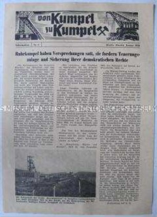 Informationsblatt der IG Bergbau der DDR u.a. zum Lohnkampf der Bergarbeiter im Ruhrgebiet