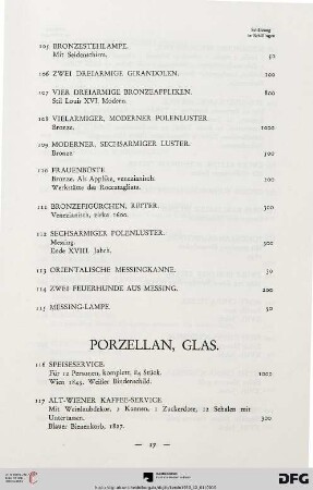 Porzellan, Glas (Nr. 116-141)