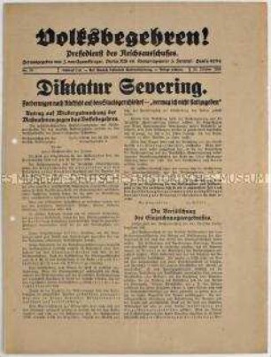 Pressemitteilung des "Reichsausschusses für das deutsche Volksbegehren" gegen den Young-Plan