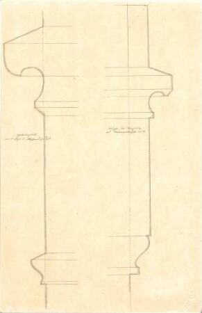 Gärtner, Friedrich von; Gärtnerhaus - Pfeiler - Profil in der Loge u. Kämpfer - Profil (Ansichten)