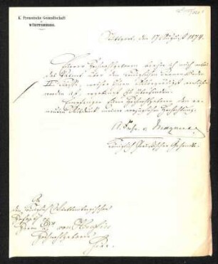 Handschriftlicher Brief an Heuglin