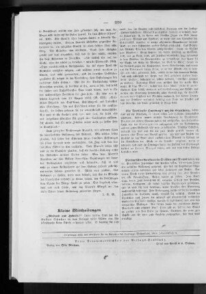 Kleine Mittheilungen.