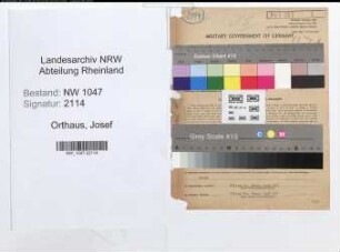 Entnazifizierung Josef Orthaus , geb. 03.12.1901 (Wagenbauer)